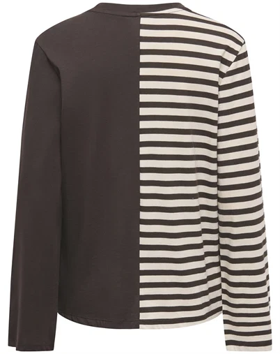 Only - ONLAva L/S Half Striped T-Shirt - Black Coffee